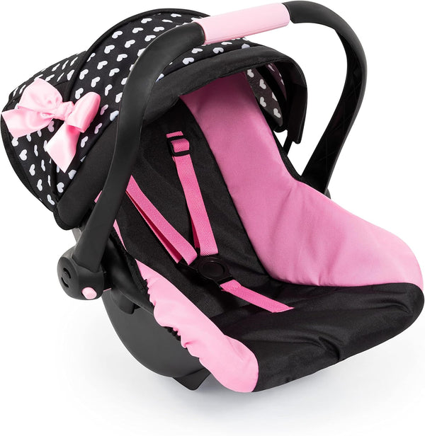 Bayer Design Dolls: Deluxe Car Seat: Hearts Black & Pink - Pretend