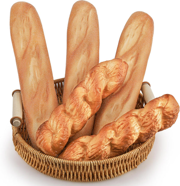 Yatinkim 5pcs Fake Bread Set Artificial French Bread for Display Faux Loaves Food