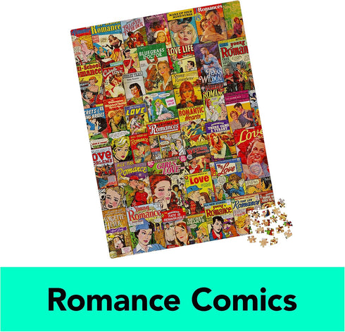 2-Pack of 1000-Piece Jigsaw Puzzles, Retro Comics and Fruit Labels for Adults and Kids Ages 8+, Amazon Exclusive