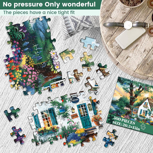 500 Pieces Jigsaw Puzzles for Adults - Spring Garden Patio Recycled Paper Puzzle - Great Gift Idea