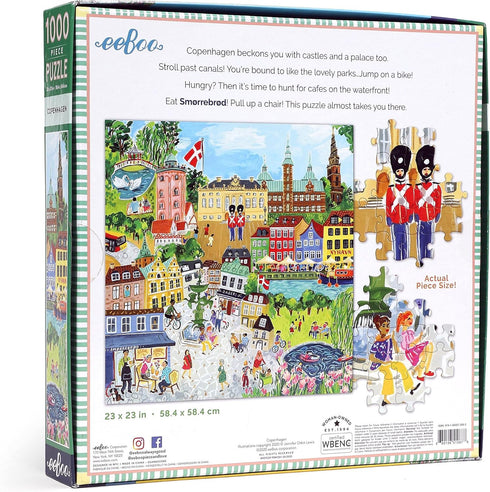 eeBoo: Piece and Love Copenhagen 1000 Piece Square Adult Jigsaw Puzzle, Glossy Sturdy Pieces