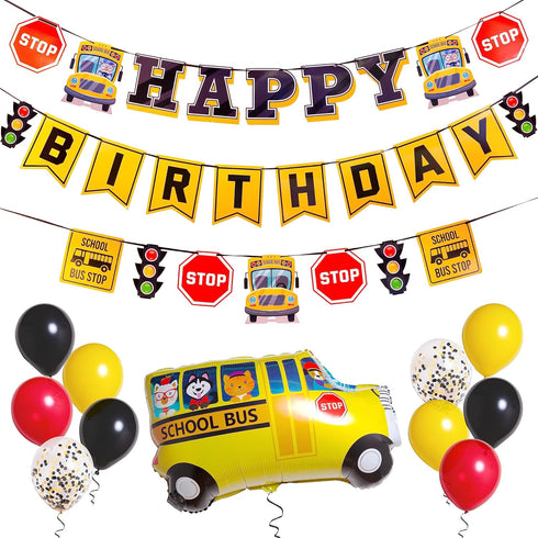 Wheels On The Bus Birthday Decorations, School Bus Party Decorations for School Bus Birthday Theme