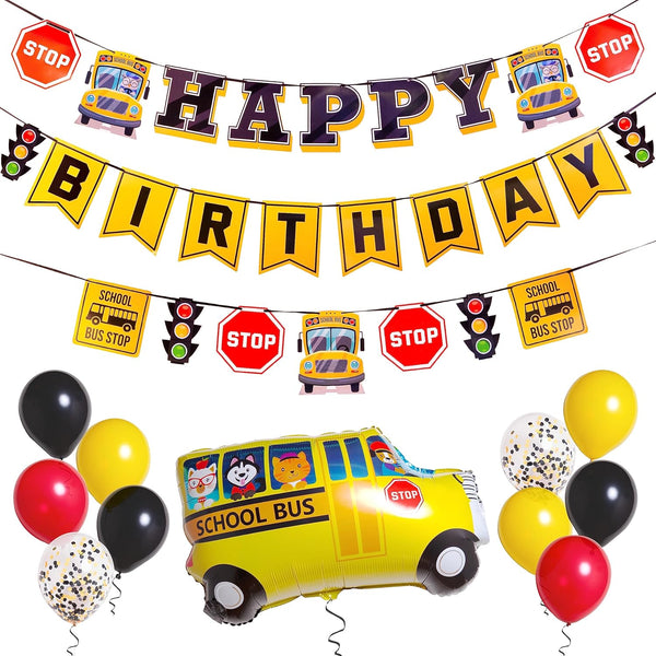 Wheels On The Bus Birthday Decorations, School Bus Party Decorations for School Bus Birthday Theme