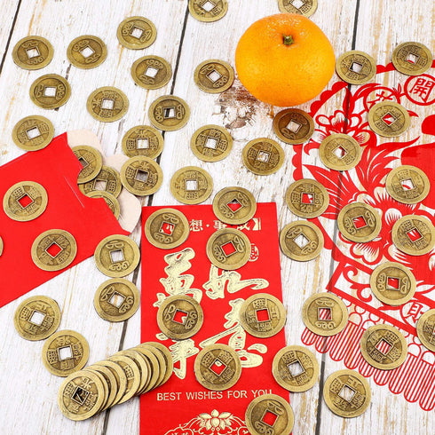 Boao 100 Pieces Chinese Coins, Chinese New Year Feng Shui Coins I-Ching Ornament for Wealth and Good Luck (1.1 Inch)