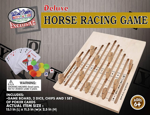 Set Exciting Wooden Horse Racing Game with Dice and Cards