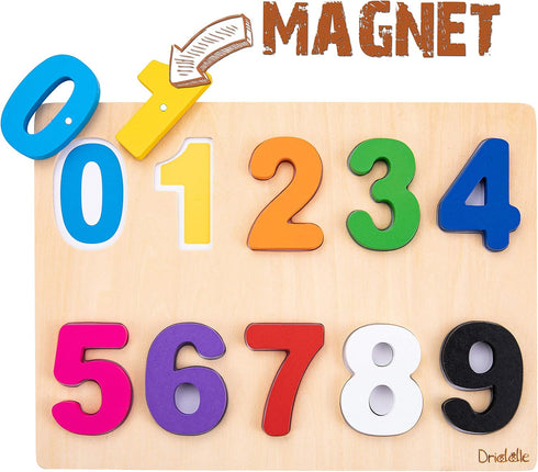 Magnetic Wooden Educational Number Puzzle - Learn Numbers & Color Recognition Toy for Toddler Preschool Game