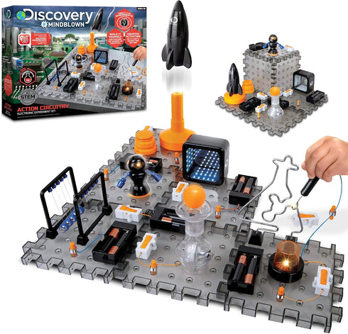 Discovery #MINDBLOWN Action Circuitry Electronic Experiment STEM Set, Build-it-Yourself Engineering Toy Kit, 6