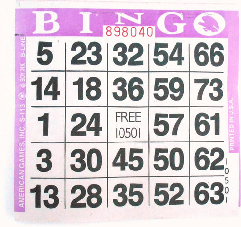 1 On Purple Bingo Paper Sheets, 500 per Pack
