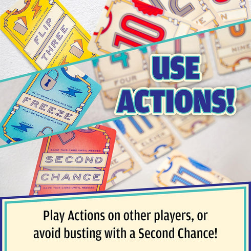 7, 3+ 8 20 USAOPOLY Flip The Ultimate Blend of Press Your Luck & Strategy, Fast-Paced Addictive Card Game,Quick