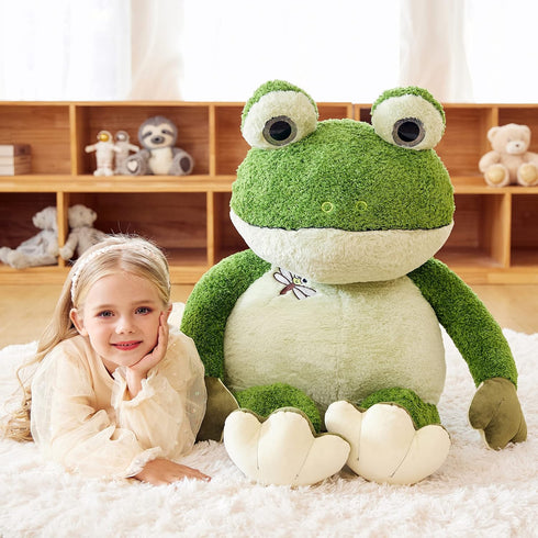 Giant Frog Stuffed Animal Plush Toy - 30 Inches Green Jumbo Cute Soft Toy for Kids and Girls