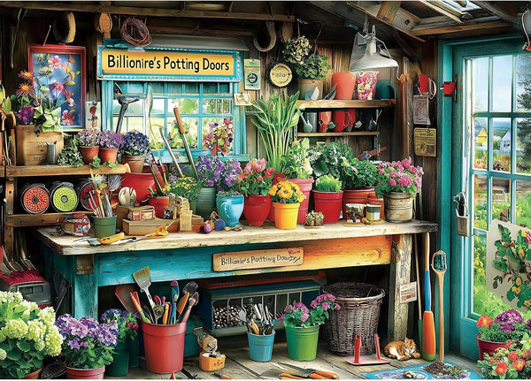 MINIWAN Billionaire's Potting Shed Garden Puzzles for Adults 1000 Pieces, Cozy Gardener's