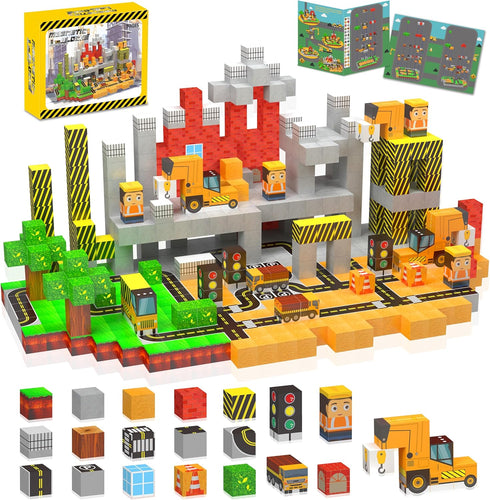 138PCS Magnetic Blocks - Magnetic Building Blocks Magnet Block Cubes Construction Set,