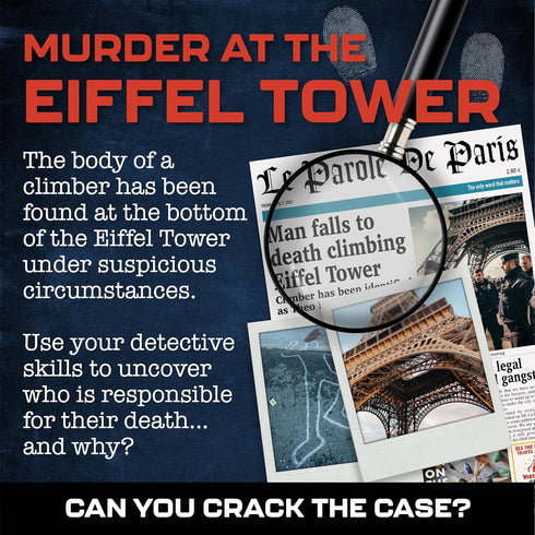Murder Mystery Cases - Murder At The Eiffel Tower - Unsolved Murder Mystery Games for Adults - Escape Room Game w/Intriguing Cold Case Case File - Detective Games, Crime Solving, Mystery Game Fun