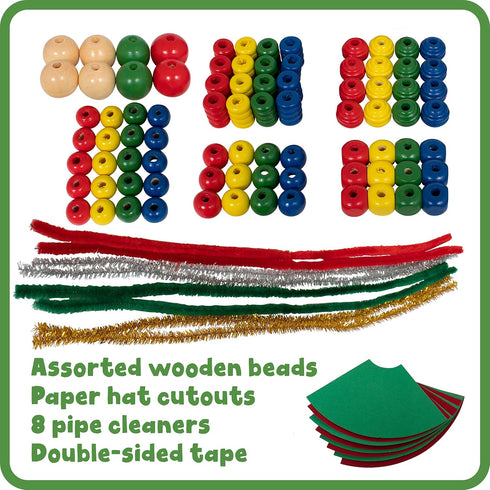 READY 2 LEARN Christmas Crafts - Create Your Own Bead Elves - Set of 4 DIY Ornaments for Kids Decoration