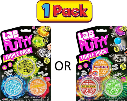 JA-RU Lab Putty Bundle Set (1 Pack, 3 Units Assorted) - Glow in The Dark Slime, Bouncing Putty for Kids