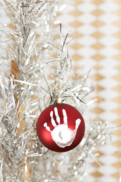 Pearhead Red Handprint Ball Ornament, DIY Baby Hand or Footprint Holiday Keepsake
