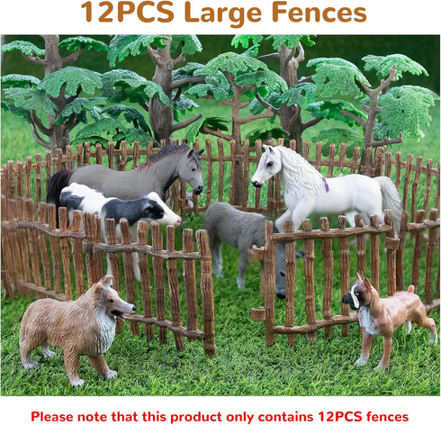 Realistic Toy Fence - Large Corral Fencing Panel Accessories Playset for Farm Fence Toys and Educational Gifts