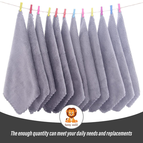 Sunny zzzZZ Ultra Soft 24 Pack Baby Washcloths - 10x10 Inches Coral Fleece, Extra Absorbent for Sensitive Skin