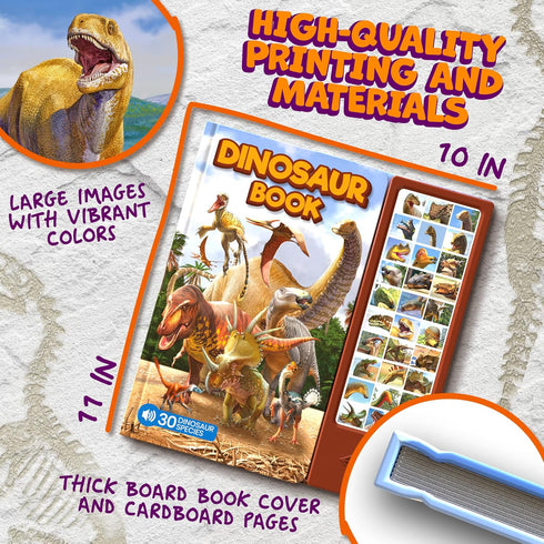 3-5 5-7 2-4 30 Dinosaur Toys for Kids Year Old - Dinosaur Book with Species Facts Names & Realistic Sounds - Dinosaur