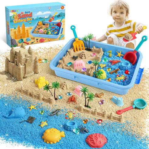 FRUSE Ocean Sensory Bin,Play Sand Art Kit with 2.2lbs Play Sand,12 Sea