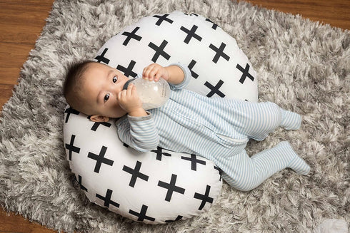100% Mila Millie Premium Quality Nursing Pillow Cover Nordic Swiss Black Cross Unisex Design Slipcover - Cotton