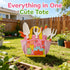 Set 3-8, Kids Gardening Outdoor Tools with Adorable Sun Protective Hat & Bunny Apron, Carrot-Shaped Shovel Rake Trowel