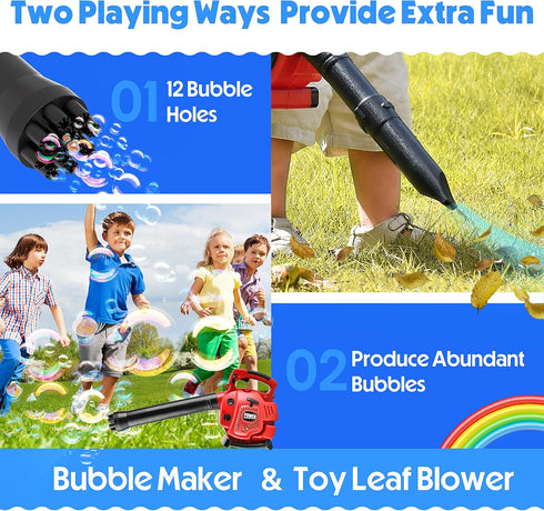 Bubble Leaf Blower for Toddlers, Upgrade Kids Bubble Machine with Gardening Tool Set, 2 in 1 Outdoor Toy