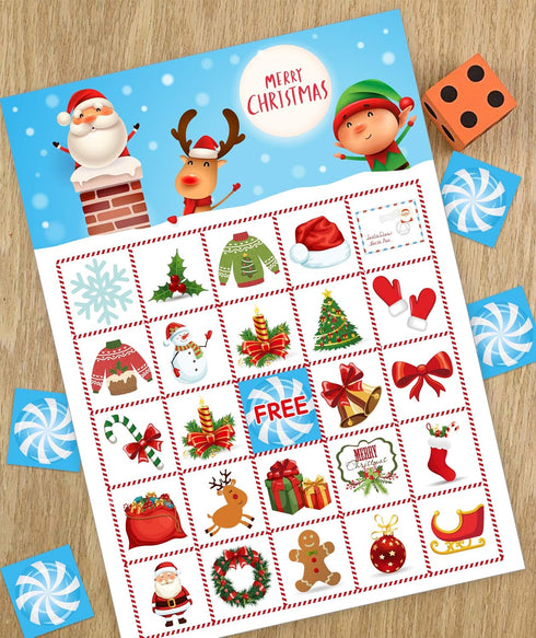 Funnlot Christmas Bingo Game for Large Group - Holiday Activity for 24 Players, Family, Preschool Classroom