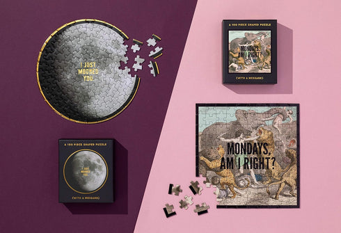 Brass Monkey Mondays, Am I Right? 100-Piece Mini Jigsaw Puzzle, 7.25” x 7.25” – Funny Puzzle with Black Foil