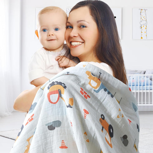 4-Pack 100% 47 47 Inches Cotton Muslin Swaddle Blankets, Large x Breathable Soft Receiving Blankets for Newborns