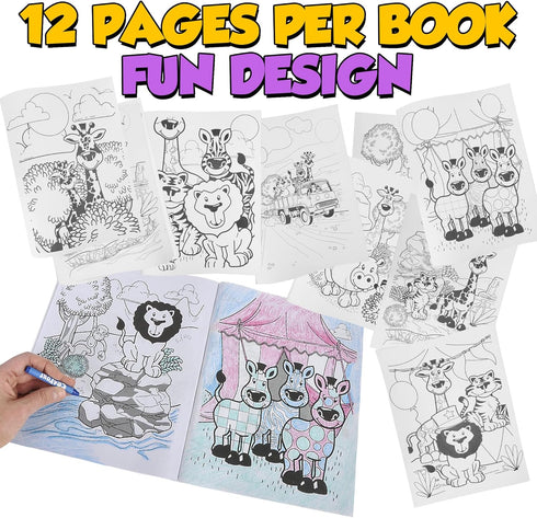 72Pcs 9"x11" (Pack 72) Zoo Animal Coloring Books Bulk for Kids - Animal Party Favors with Jungle Safari Animals