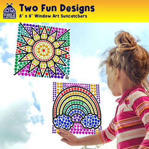 PURPLE LADYBUG SUNGEMMERS Window Gem Art Suncatcher Kits, Fun DIY Art Kit for Kids, Birthday Gifts for Ages 4-10
