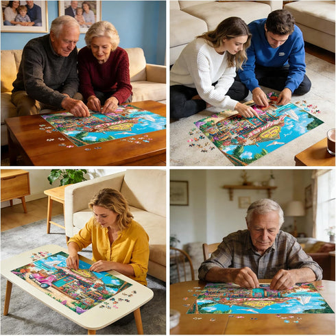 BraniacBits 500 500 20.5 15 inch Pieces Puzzle for Adults, Beach House Flower Puzzle, Recycled Cardboard Jigsaw Puzzles