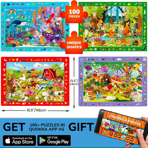 100 4-6 4xSET 6-8 5-8 QUOKKA Piece Puzzles for Kids Ages Jigsaw Puzzles for Kids Ages Educational Search & Find Game