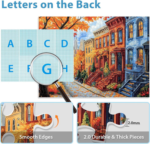 BraniacBits 500 500 (20.5x15in) Pieces Jigsaw Puzzles for Adults, Beautiful Fall Street Puzzle for Adults Elderly