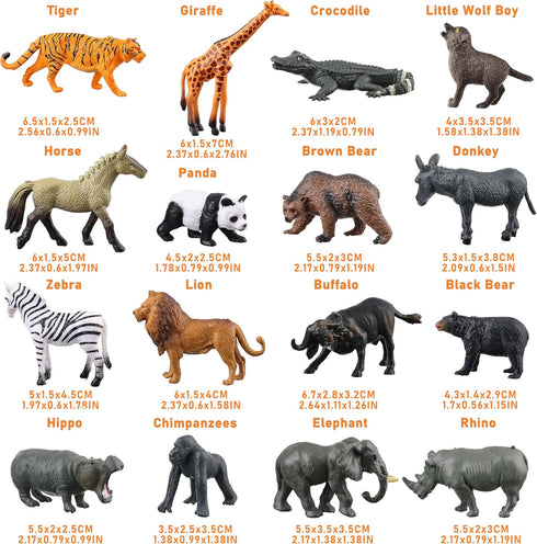 Flormoon 16Pcs Mini Animals Figures - Realistic Wild Animals Toys for Learning Educational Birthday Party Gifts