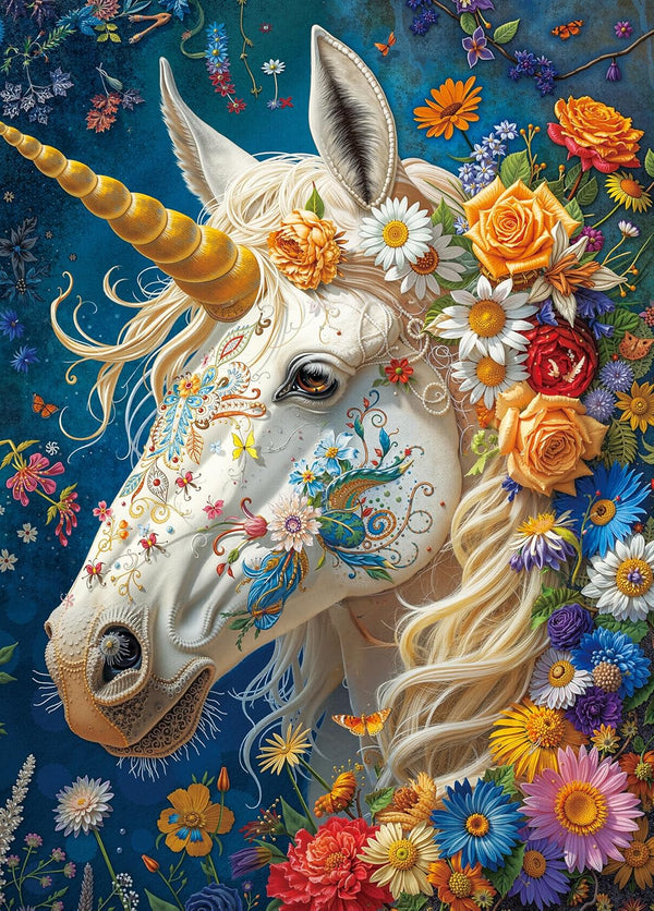 Divine Bloom Steed 1000-Piece Jigsaw Puzzle for Adults Challenging Enchanted Unicorn with