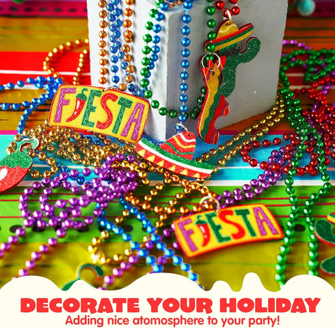 JOYIN 12 PCS Cinco de Mayo Fiesta Necklaces, Bead Mexican Birthday Party Favors & Decorations