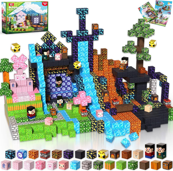 Goody King 200PCS Magnetic Building Blocks - Forest & Volcano Adventure Set,