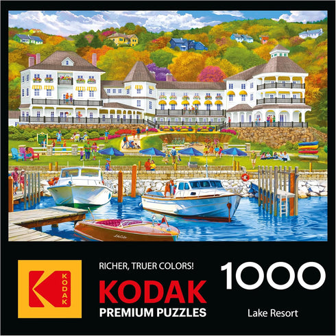 1000 26.625 19.25 Inches RoseArt - Kodak Premium - Piece Jigsaw Puzzle for Adults Lakeside Resort Peaceful Waterfront