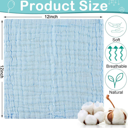 30 12 12''(Blue, Chumia Pcs Baby Muslin Washcloths Muslin Burp Cloths Baby Towel Natural Cotton Burp Cloths Wipes Soft