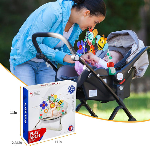 Adjustable Arch Bassinet Toys for Infants & Toddlers, Stroller Arch with Fascinating Toys for Motor Skills
