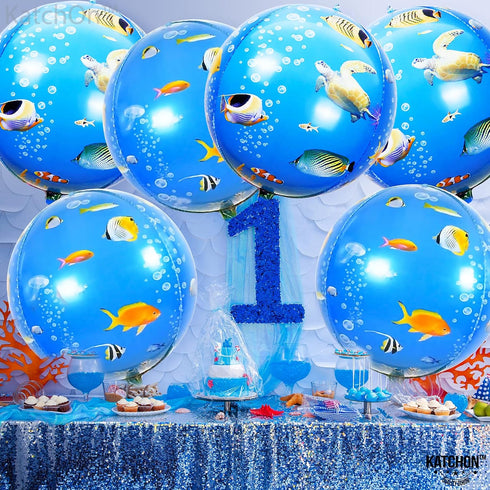 KatchOn Sea Turtle Balloons, 22 Inch, Pack of 6 - 4D Under The Sea Balloons for Ocean Theme Birthday Party