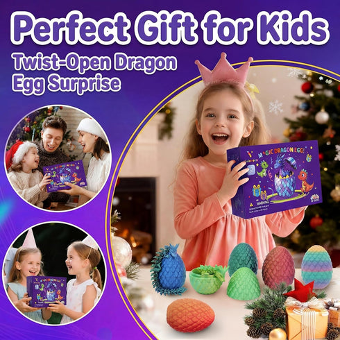VivaNova 12 Pack 3D Printed Easter Dragon Eggs, Prefilled Easter Eggs with Articulated Mini Dragons Inside, Easter Egg