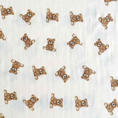 47" 47" Ali+Oli Muslin Swaddle Blanket for Baby (Teddy Bear) Large x Soft Rayon Made from Bamboo & Organic Cotton