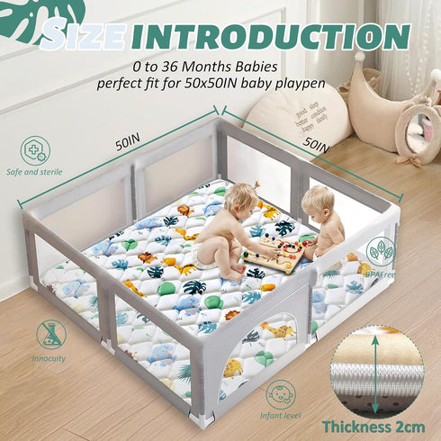 50x50 Inch) Baby Play Mats for Floor, Playpen Mat for Babies, Extra Thicker & Soft Floor Crawling Mat, Foldable