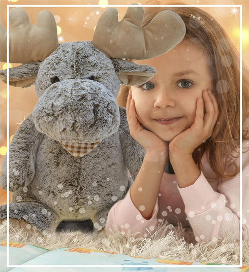 DolliBu Plush Moose Stuffed Animal Pillow - Super Soft Animal Pillow for Kids, Cozy Nap Buddy, 18 Inch