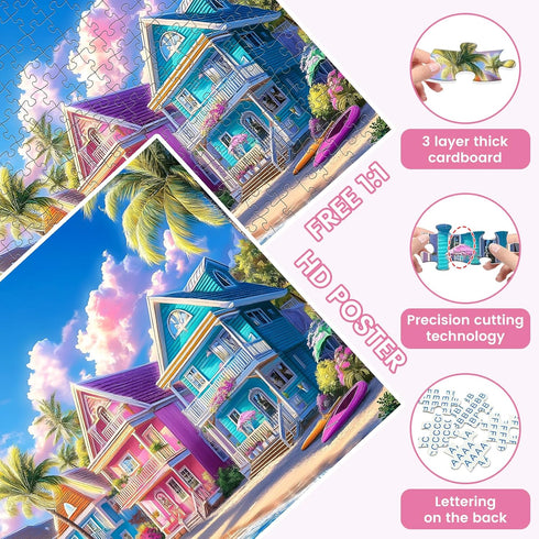 VOLUVOLU 300 300 Entertainment(20.5 15 Pieces Jigsaw Puzzles for Adults, Color House Puzzle for Adults Children