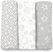 Bublo Baby Muslin Swaddle Blankets - 3-Pack 100% Cotton Receiving Blankets for Boys and Girls - Grey, 47x47 Inches