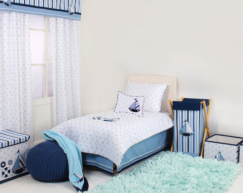 Ikat Zigzag/Chevron Nursery Storage Runner in Blue Stripes